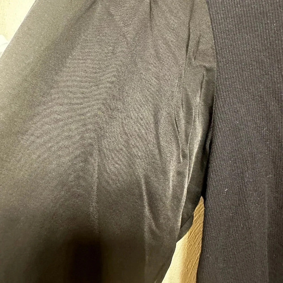 SUNDRY black long sleeve mixed media scoop neck top. - Picture 6 of 7